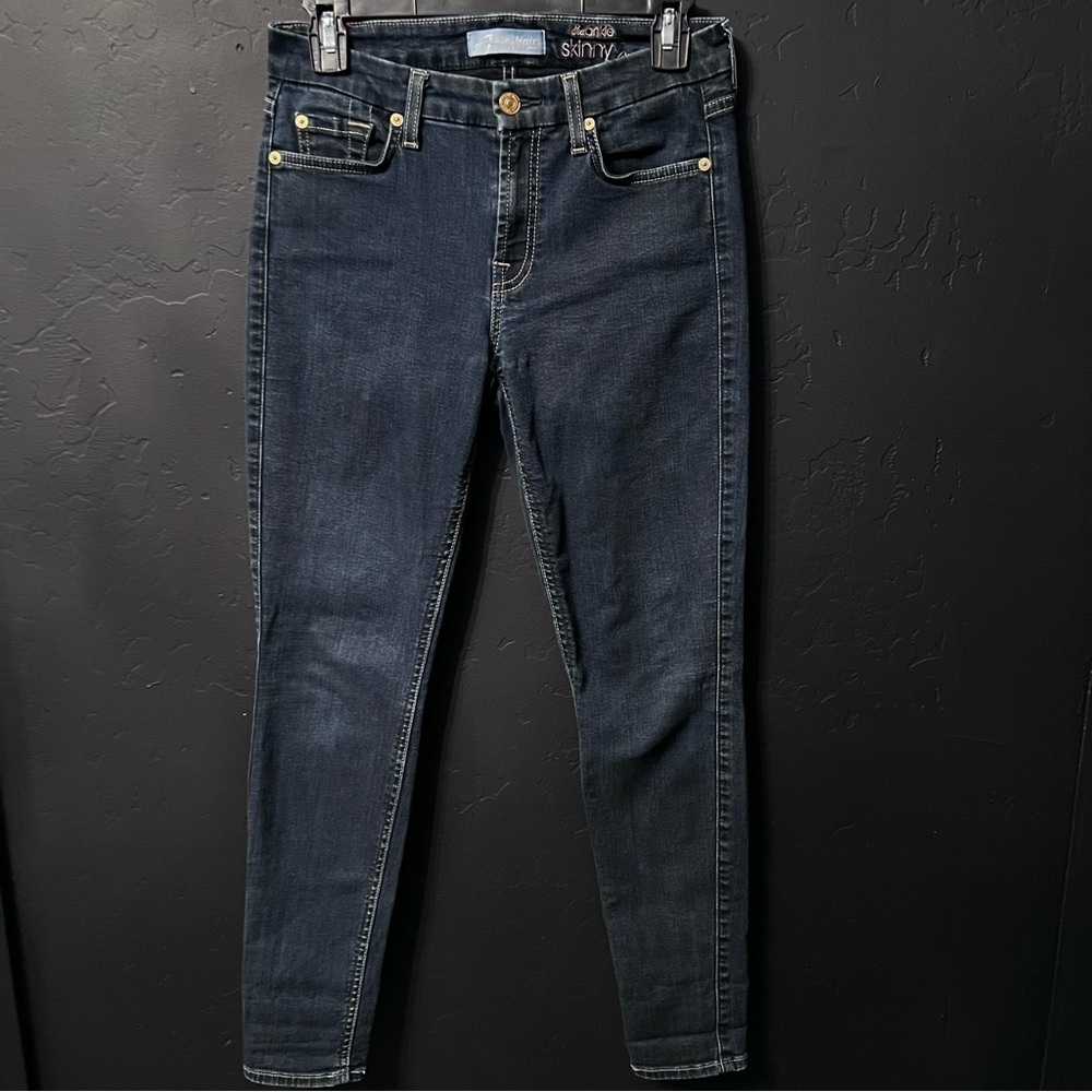 7 jeans B(AIR) ANKLE SKINNY IN STREAM Size:27 Color: Blue skinny jeans mid-rise